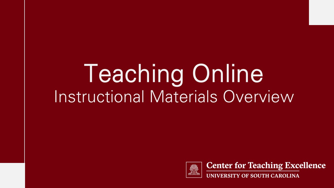 Step 5: Instructional Materials - Center for Teaching Excellence ...
