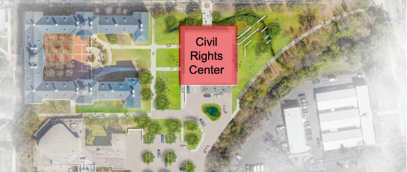 Map of where the Civil Rights Center will be constructed.