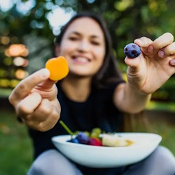student with food